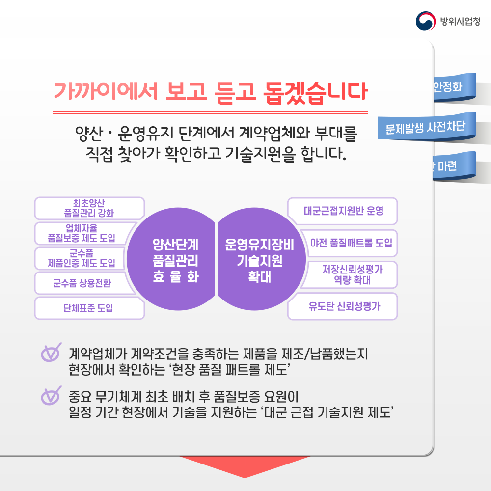 05. 가까이에서 보고 듣겠습니다 계약업체와 부대를 직접 찾아가 확인하고 기술을 지원합니다